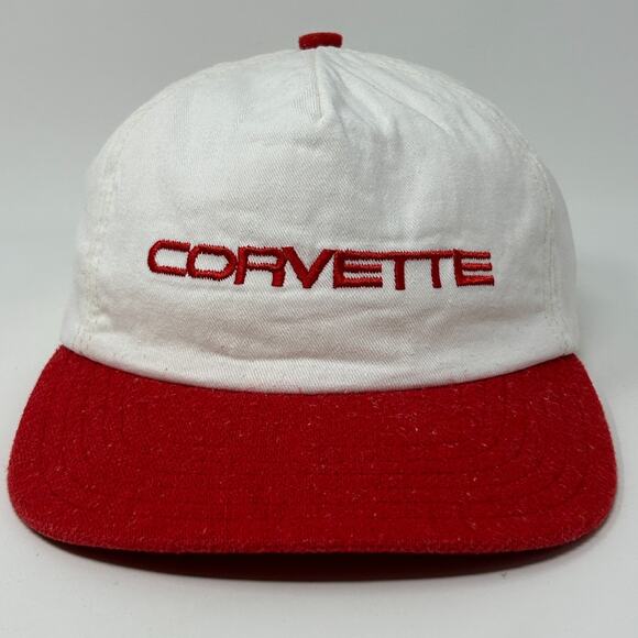 Vintage 80s Chevrolet C4 Corvette Hat Baseball Cap Made In USA Snapback White - Picture 1 of 11